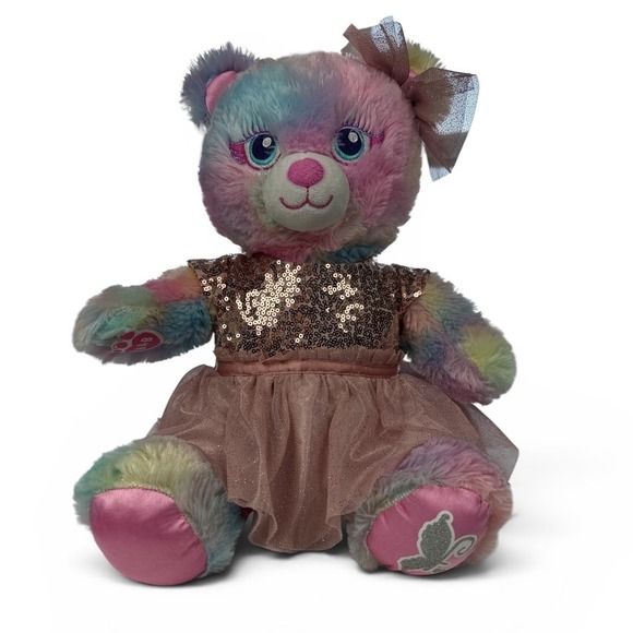 Build-A-Bear Other - Build-A-Bear Fairy Friend Pastel Rainbow Bear Plush 16" Wings Dress Outfit